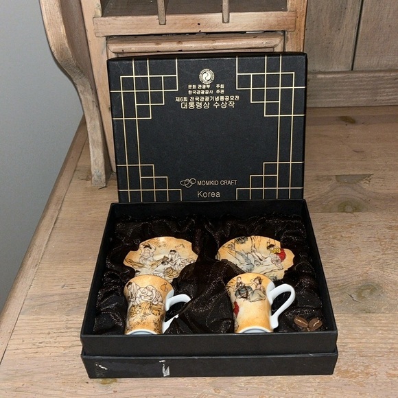 Momkid Korean Genre Painting Espresso Coffee Set Box Tourist Souvenir - Picture 3 of 9
